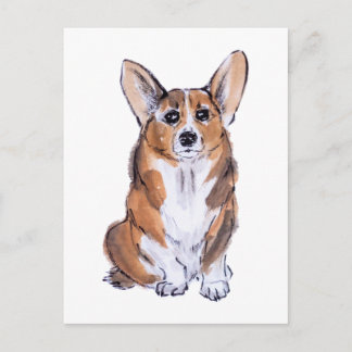 Aquarellmalerei Corgi sumie Postkarte