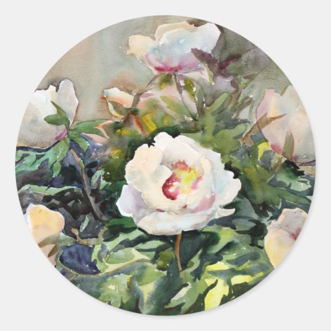 Aquarellmalerei der schönen Blume Runder Aufkleber (Vorderseite)