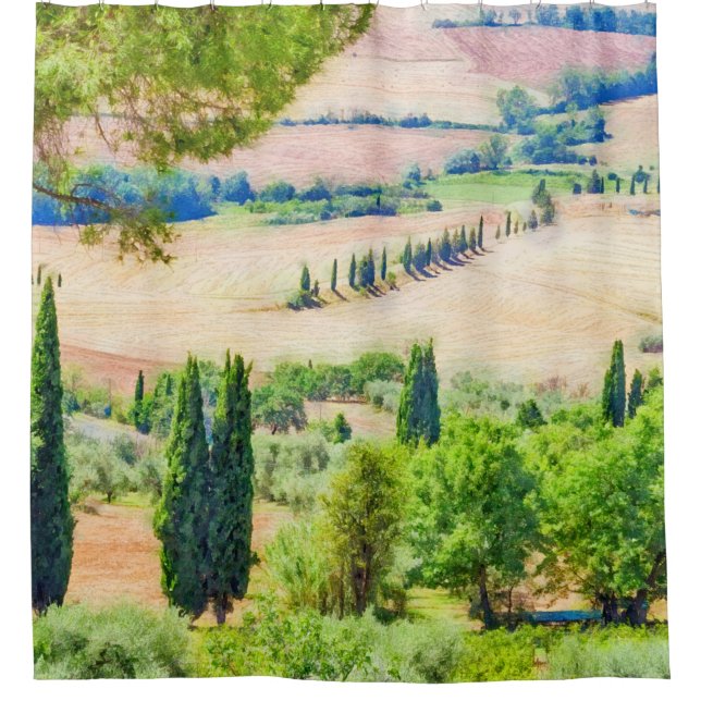 Aquarellmalerei der Toskana #1 Duschvorhang (Vorderseite)