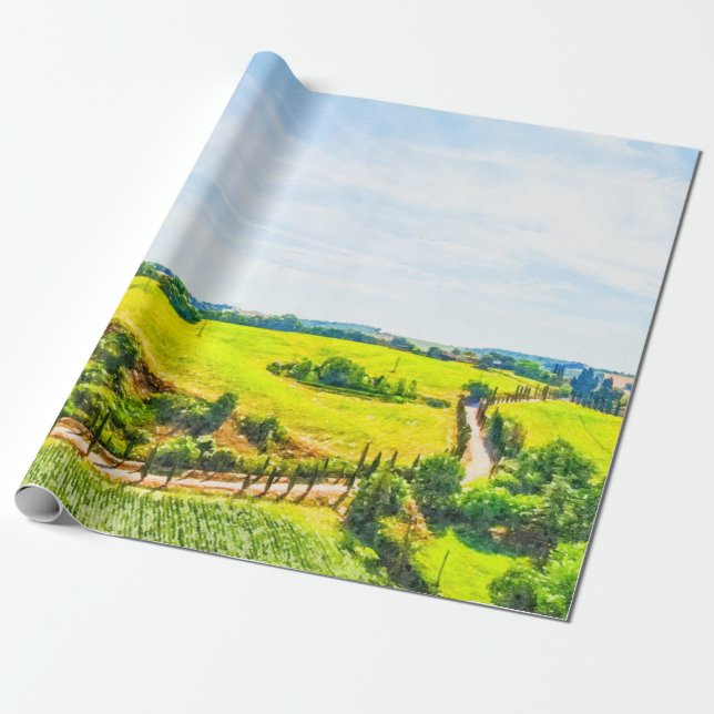Aquarellmalerei der Toskana #3 Geschenkpapier (Ungerollt)