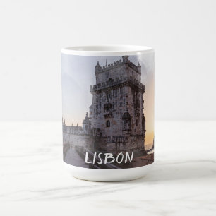 Aquarellmalerei des Turms von Belem bei Sonnenunte Kaffeetasse