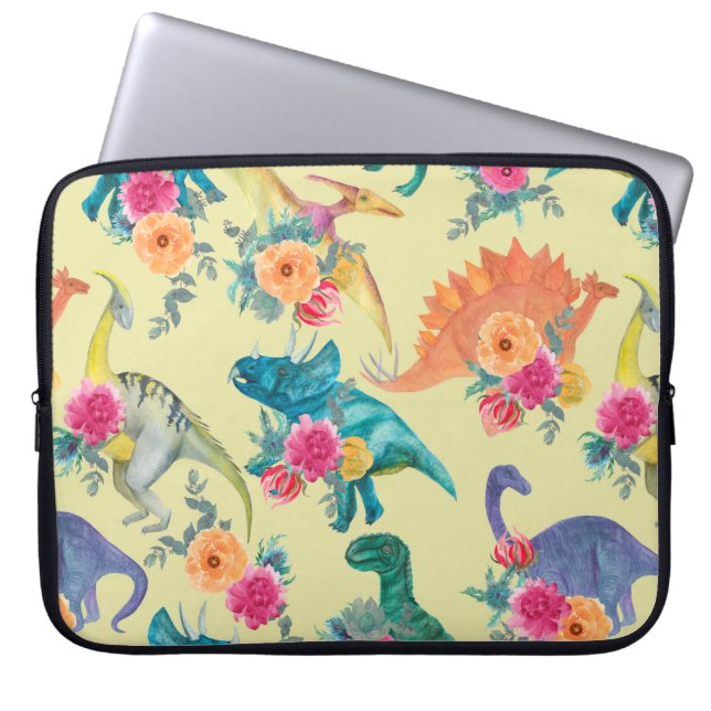 Aquarellmalerei Dinosaurier Muster. Nahtlose Beine Laptopschutzhülle (Vorderseite)