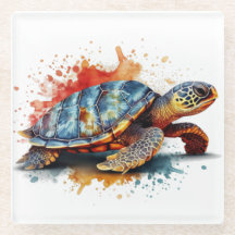 Aquarellmalerei einer bunten Schildkröte