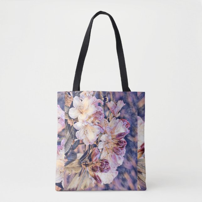 Aquarellmalerei einer lila Azeenblüte Tasche (Vorderseite)