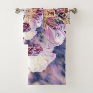 Aquarellmalerei einer lila Kirschblüte ba Badhandtuch Set