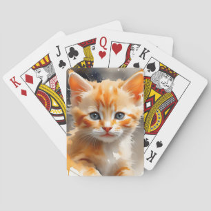 Aquarellmalerei einer niedlichen Orangenkatze Spielkarten