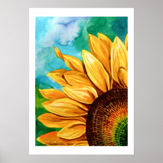 Aquarellmalerei eines Kunstdrucks von Sonnenblumen Poster