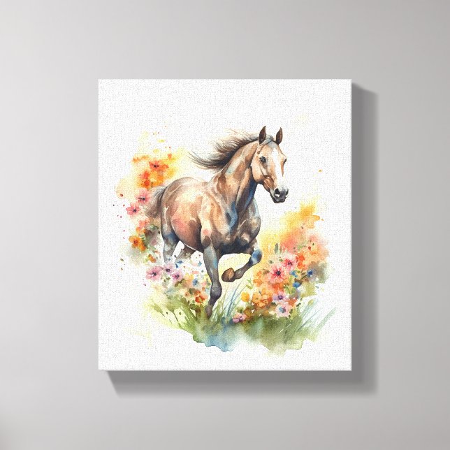 Aquarellmalerei eines Pferdes Leinwanddruck (Vorderseite)
