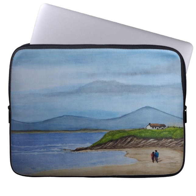 Aquarellmalerei eines romantischen Tages am Strand Laptopschutzhülle (Vorderseite)