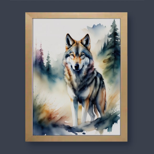 Aquarellmalerei eines Wolfs 3:4 Poster (Von Creator hochgeladen)