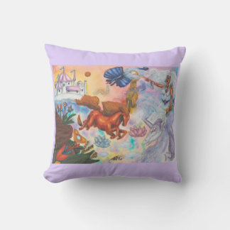 Aquarellmalerei Einhorn Opal Fee Drache Feuer Kissen