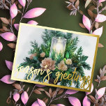 Aquarellmalerei Evergreen Kerzenschein Weihnachten Folien Feiertagskarte<br><div class="desc">Aquarellmalerei Evergreen Kerzenschein Weihnachten</div>