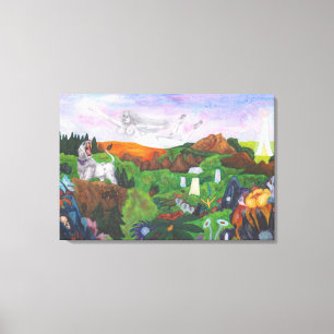 Aquarellmalerei Fantasie Landschaft Göttin Liebe Leinwanddruck