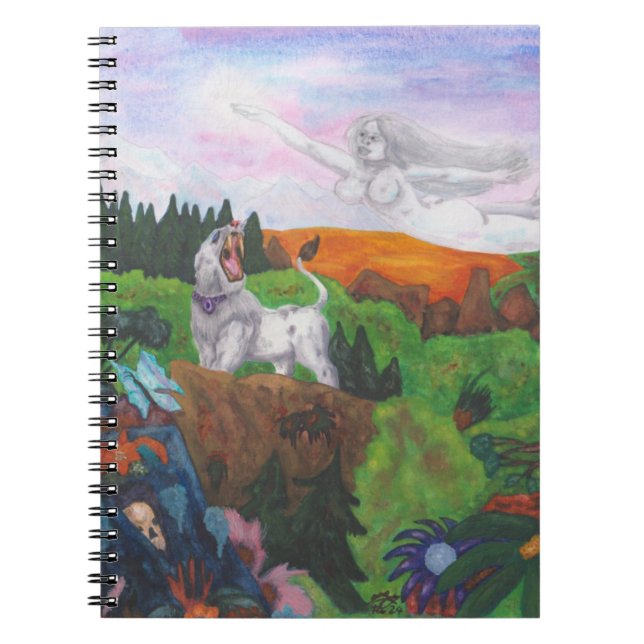 Aquarellmalerei Fantasie Landschaft Göttin Liebe Notizblock (Vorderseite)