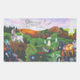 Aquarellmalerei Fantasie Landschaft Göttin Liebe Rechteckiger Aufkleber