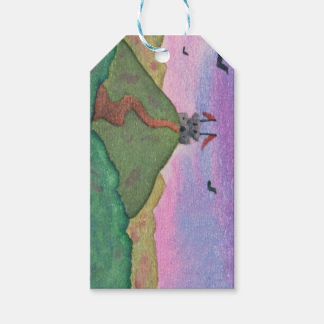 Aquarellmalerei Fantasy Burg Burg Geschenkanhänger (Vorderseite)