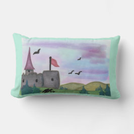 Aquarellmalerei Fantasy Festung Burg Alter Lendenkissen