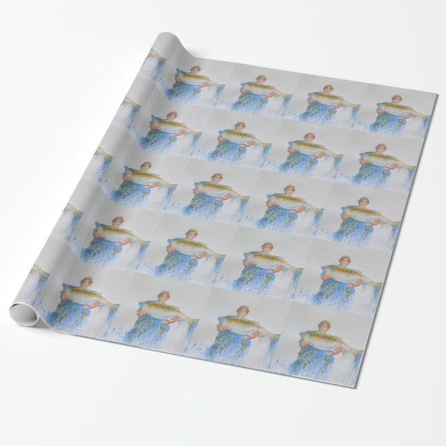 Aquarellmalerei für Fischer Geschenkpapier (Ungerollt)
