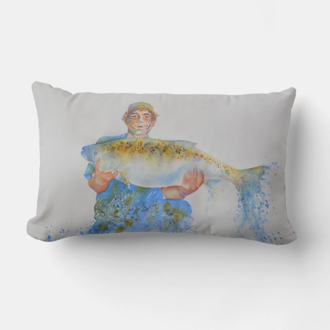 Aquarellmalerei für Fischer Lendenkissen (Vorderseite)