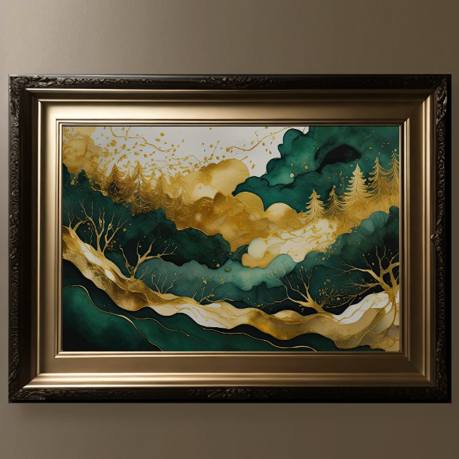 Aquarellmalerei Gold Green VI Poster (Von Creator hochgeladen)