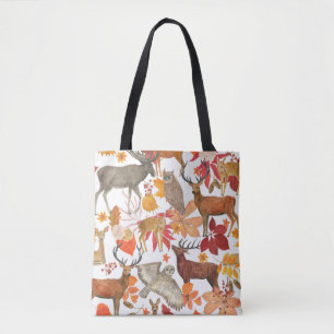 Aquarellmalerei Herbstwaldhintergrund mit  Tasche