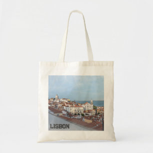 Aquarellmalerei im Bezirk Alfama in Lissabon Tragetasche