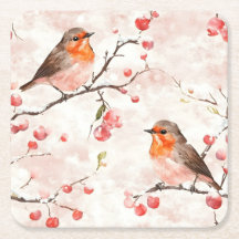 Aquarellmalerei im Schneewald & Berries