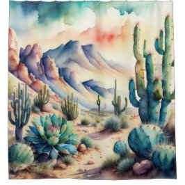 Aquarellmalerei in der Landschaftswüste Duschvorhang