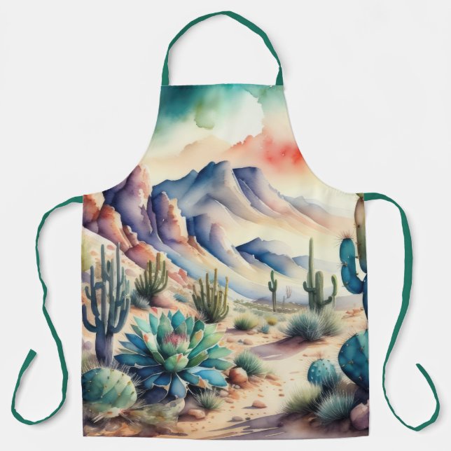 Aquarellmalerei in der Landschaftswüste Schürze (Vorderseite)