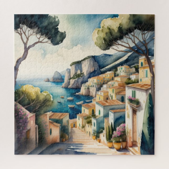 Aquarellmalerei in der Stadt Europa-Mittelmeer (Vertikal)