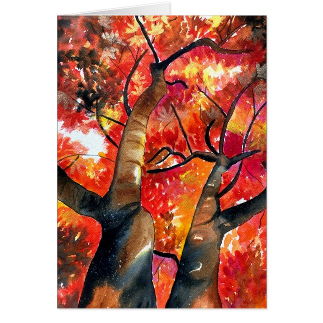 Aquarellmalerei Japanische Ahornbaumkunst (Vorne)