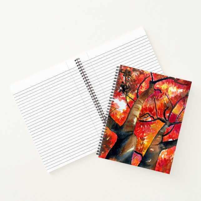 Aquarellmalerei Japanische Ahornbaumkunst Notizbuch (Innenseite)