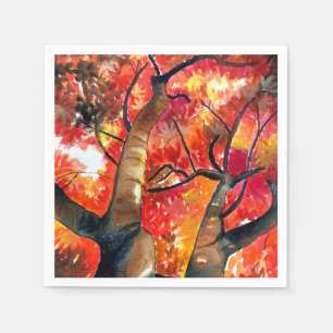 Aquarellmalerei Japanische Ahornbaumkunst Serviette