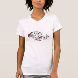 Aquarellmalerei Karate Frau springen und kicki T-Shirt