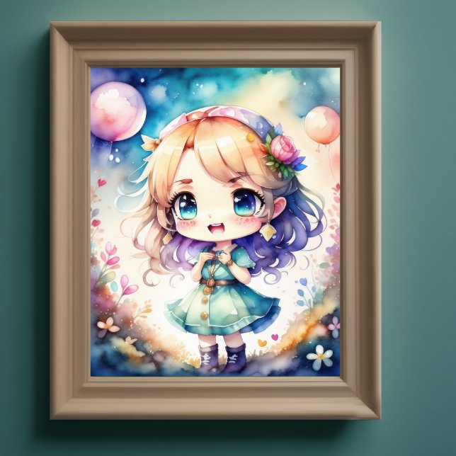 Aquarellmalerei Kawaii Chibi Weibliche Poster (Von Creator hochgeladen)