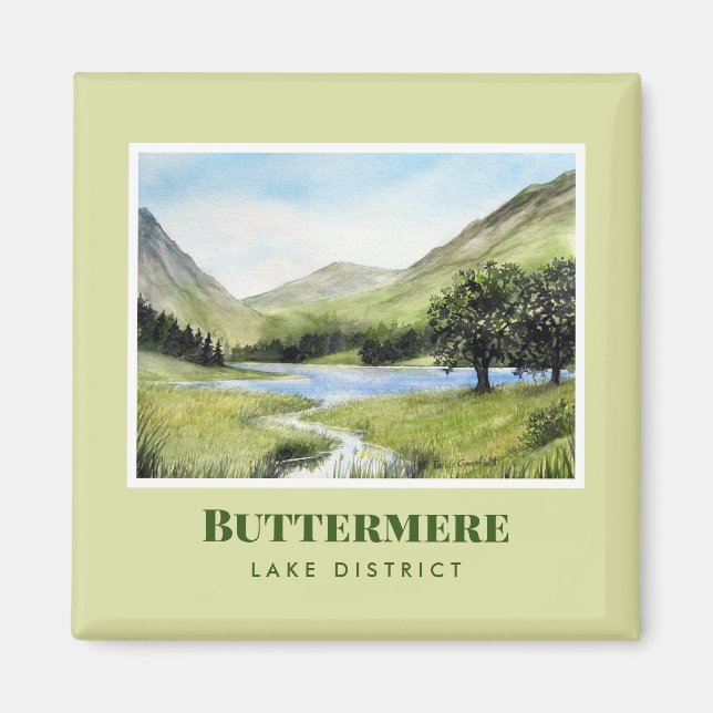 Aquarellmalerei Landschaftsbild Buttermere Magnet (Vorne)