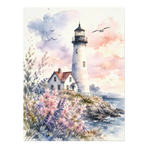 Aquarellmalerei Leuchtturm Fotodruck