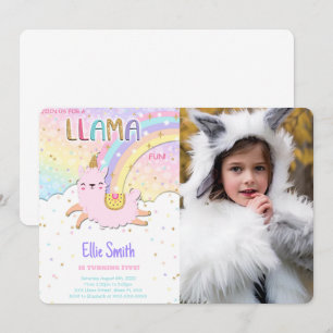 Aquarellmalerei Llama Geburtstag Foto Einladung