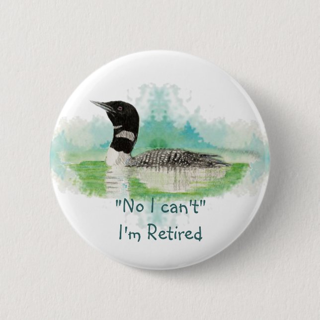 Aquarellmalerei Loon, Wilderness Bird Button (Vorderseite)