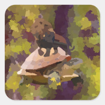 Aquarellmalerei Löwe auf Schildkröte-Muschel