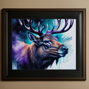 Aquarellmalerei Majestic Elk 5:4 Poster