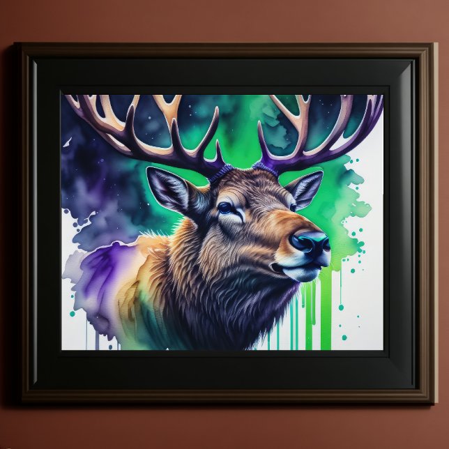 Aquarellmalerei Majestic Elk 5:4 Poster (Von Creator hochgeladen)