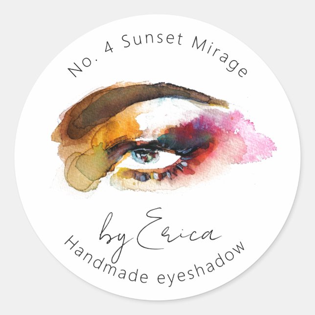 Aquarellmalerei Makeup Eyeshadow Verpackung Runder Aufkleber (Vorderseite)