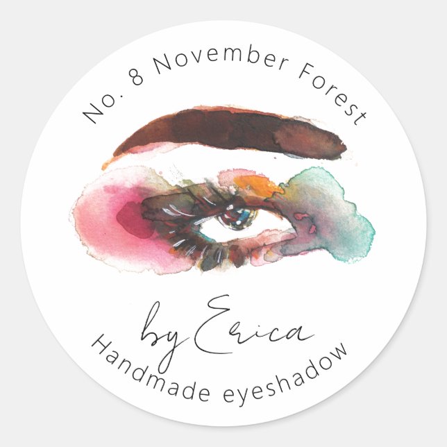 Aquarellmalerei Makeup Eyeshadow Verpackung Runder Aufkleber (Vorderseite)