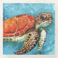 Aquarellmalerei - Meeresschildkröten-Untersetzer