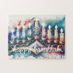 Aquarellmalerei Menorah Happy Hanukkah<br><div class="desc">Unterkunft thematisch von Umua entworfen. Gedruckt und ausgeliefert von Zazzle oder ihren Partnern.</div>