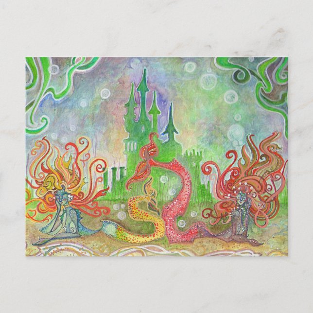 Aquarellmalerei Mermaid Lagoon - Postkarte (Vorderseite)