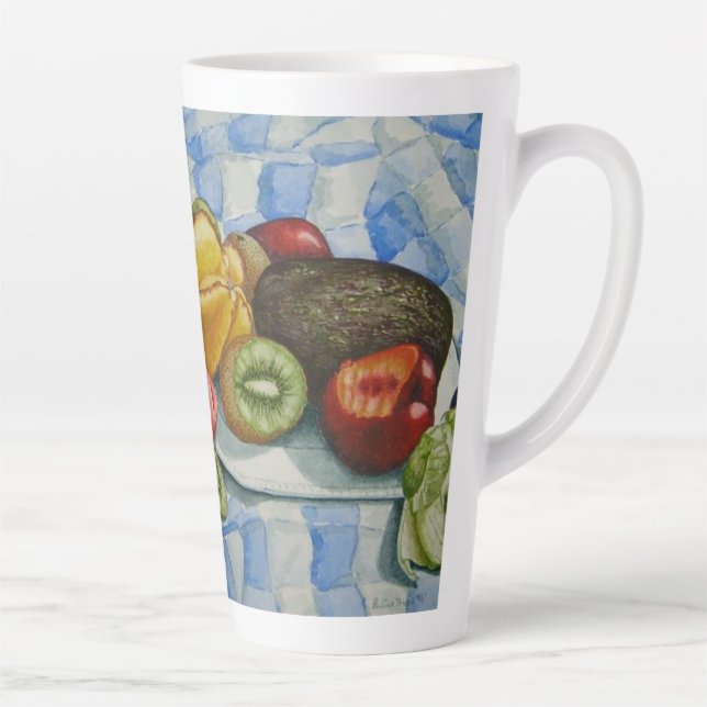 Aquarellmalerei mit exotischen Früchten Milchtasse (Rechts)