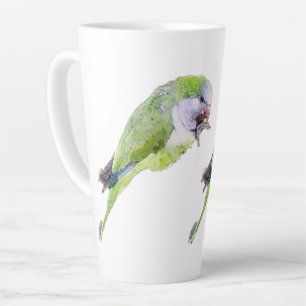 Aquarellmalerei mit grünem Papagei Milchtasse