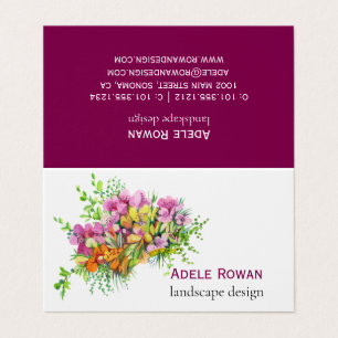Aquarellmalerei mit rosa und orangefarbenen Blumen Visitenkarten